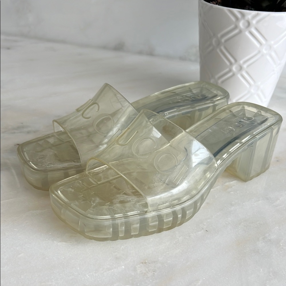 Gucci: Transparent Women's Block Heel Sandals